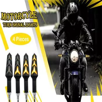 4 шт. светодиодные указатели поворота для мотоцикла, индикатор, мигающий свет, 10 мм, встроенное реле, стрелка для мотоцикла - C жёлтый/чёрный