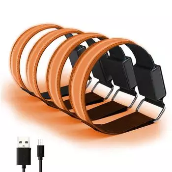 4 шт. светодиодный браслет USB перезаряжаемый светоотражающий браслет регулируемый защитный светящийся нарукавник для улицы