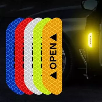 4 шт. светоотражающая наклейка на дверь автомобиля, предупреждение об открытии отражателя, наклейка на ленту, автомобильные аксессуары, наружная внутренняя наклейка на отражатель
