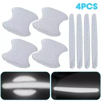 4 шт. светоотражающие наклейки для автомобиля, дверная ручка, дверная чаша, устойчивая к царапинам, износостойкая микросветоотражающая предупреждающая защитная наклейка, наклейка