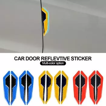 4 шт. светоотражающие наклейки на двери кузова внедорожника, предупреждающие о столкновении, защитные наклейки из углеродного волокна, автомобильные аксессуары, наклейки на автомобиль красный