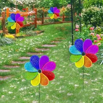 4 шт. светоотражающие вертушки с пайетками, блестящие, красочные, радужные, садовые вертушки, игрушки S