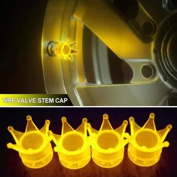 4 шт. светящиеся колпачки для автомобильных колес и покрышек, стиль короны, светящиеся колпачки, универсальные колпачки для мотоциклов и велосипедов, декор для колпачков Airdust красный