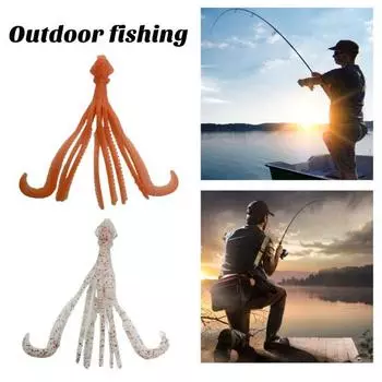 4 шт. светящиеся приманки для рыбалки в виде осьминога, устойчивые к укусу, мягкие, гибкие, яркие цвета, реалистичные рыболовные приманки, искусственные приманки оранжевый