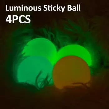 4 шт. светящиеся в темноте потолочные шары, светящиеся шарики для снятия стресса, светящиеся липкие шарики, мягкие липкие настенные шарики, детские сенсорные игрушки