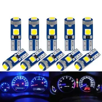 4 шт. T5 светодиодная лампа W3W W1.2W светодиодная лампа Canbus для салона автомобиля, индикатор потепления приборной панели, клин, автомобильная лампа для приборов, 12 В T5-4Pcs белый
