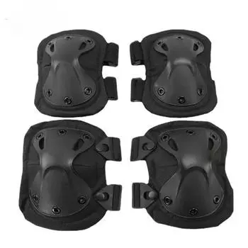 4 шт., тактический наколенник, локоть CS, военная защита, армейский страйкбол, спорт на открытом воздухе, охота, наколенник, защитные накладки для снаряжения, поддержка чёрный