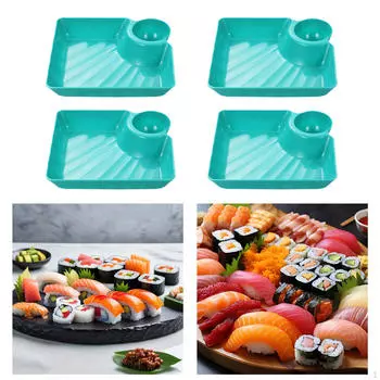 4 шт. Тарелка для пельменей с подставкой для макания, японская тарелка для суши, десертные тарелки, закуска для бежевый