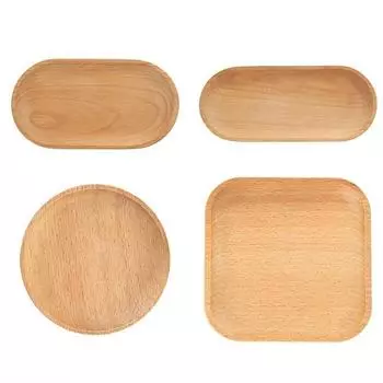 4 шт., тарелка из бука, поднос, блюдо для десерта, суши, закуски, фруктовый шведский стол, детская посуда, декоративные однотонные овальные тарелки 4pcs