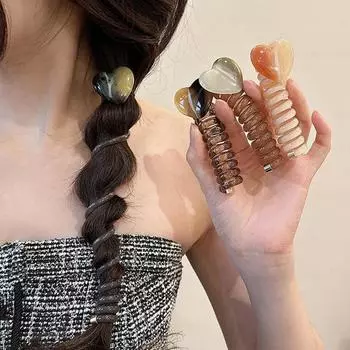 4 шт. телефонные провода резинки для волос в форме сердца спиральные резинки для волос веревка эластичный плетеный телефонный шнур повязки на голову для девочек и женщин 4pcs