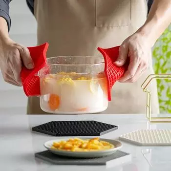 4 шт. термостойкий силиконовый коврик подставки под стаканы изоляционный нескользящий держатель для кастрюль утолщенный коврик под тарелку кухонные принадлежности 4Pcs красный