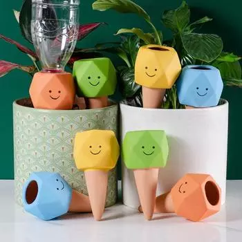 4 шт. Терракотовые шипы для полива Многогранные самополивающиеся колышки Вставка для кашпо Медленное высвобождение