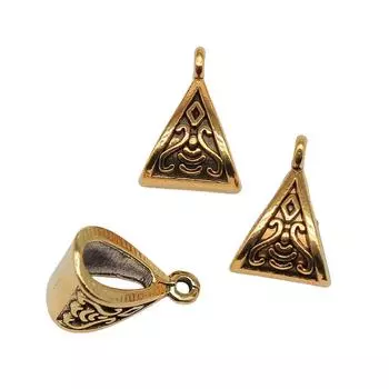 4 шт., треугольные подвесные пряжки, бусины, компоненты ювелирных изделий, аксессуары, античное золото, цвет цинкового сплава, 16X11X9 мм