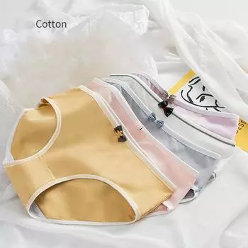 4 шт. трусы, тонкие хлопковые трусы с принтом, женские дышащие милые женские трусы до живота для девочек M