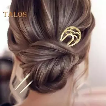 4 шт. U-образная вилка для волос в китайском стиле, легкий сплав, противоскользящий, длинные густые волосы, пучок, французская шпилька для волос, женские аксессуары для волос серебряный