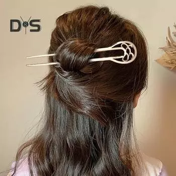 4 шт. U-образная вилка для волос в китайском стиле, легкий сплав, противоскользящий, длинные густые волосы, пучок, французская шпилька для волос, женские аксессуары для волос серебряный