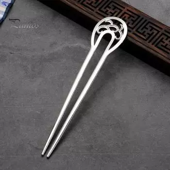 4 шт. U-образная вилка для волос в китайском стиле, легкий сплав, противоскользящий, длинные густые волосы, пучок, французская шпилька для волос, женские аксессуары для волос серебряный