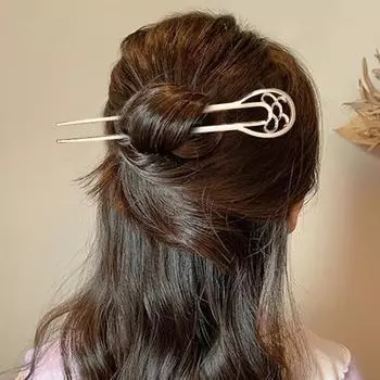 4 шт. U-образная вилка для волос в китайском стиле, легкий сплав, противоскользящий, длинные густые волосы, пучок, французская шпилька для волос, женские аксессуары для волос золотистый