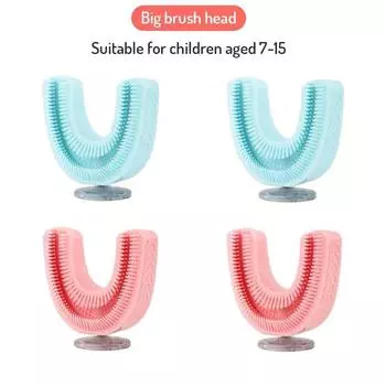 4 шт. U-образные сменные насадки для электрической зубной щетки Sonic, мягкие аксессуары для насадки щетки, чистка зубов на 360 градусов для детей 1pcs head blue