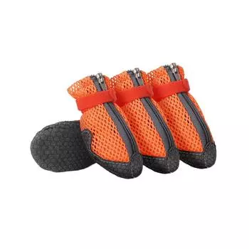 4 шт. Удобная обувь для домашних животных, собак, Нескользящая, Защитная, Сетчатая, Чехол для обуви, Дышащая, Легко чистить, Обувь для собак S оранжевый
