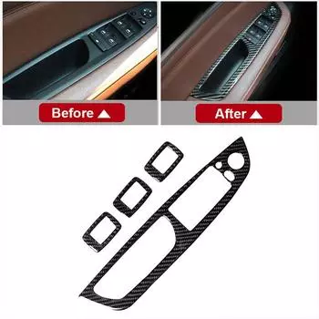 4 шт., углеродное волокно, переключатель окна автомобиля, панель управления, рама, украшение, наклейка на отделку для BMW X5 E70 X6 E71 золотой