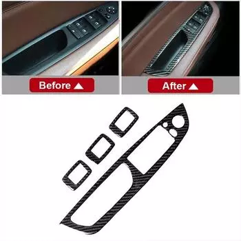 4 шт., углеродное волокно, переключатель окна автомобиля, подъемник, панель управления, украшение рамы, наклейка на отделку для BMW X5 E70 X6 E71, аксессуары золотой