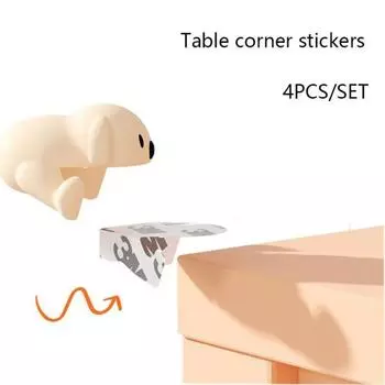 4 шт., угловая крышка стола с защитой от столкновений с героями мультфильмов, круглая силиконовая защита для углов рабочего стола, мультяшная форма белый