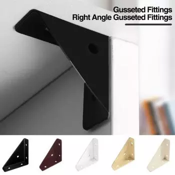 4 шт. угловые соединители со складками под углом 90 градусов, нержавеющие, устойчивые к коррозии угловые скобы с угловыми скобами, крепежные детали Large кофейный