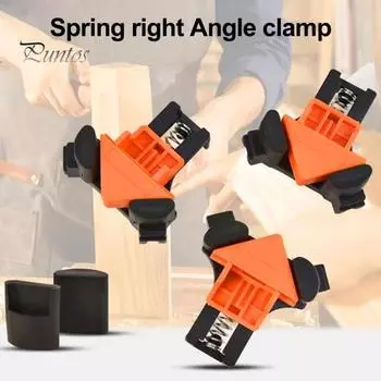 4 шт. угловые зажимы 90 градусов, угловой зажим для деревообработки, регулируемый пружинный зажим, фиксатор, инструмент для столярных работ, сварки, изготовления шкафов оранжевый