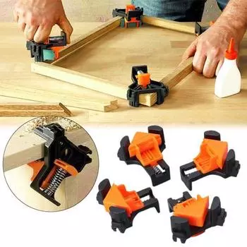 4 шт. угловых зажимов 90 градусов, угловой зажим для деревообработки, регулируемый пружинный зажим