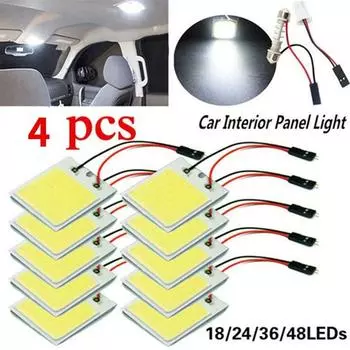 4 шт. Украсьте интерьер вашего автомобиля с помощью 48 светодиодных ламп SMD T10 4W 12V COB Panel для потолочного освещения, аксессуары, инструменты, новые