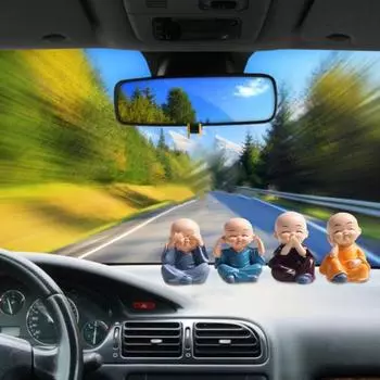 4 шт., украшение «Маленький монах», «Не слушайте, смотрите, говорите, двигайтесь», изделие из смолы, настольный рисунок монаха, статуэтка, статуя, украшение для приборной панели автомобиля для дома и офиса 4pcs