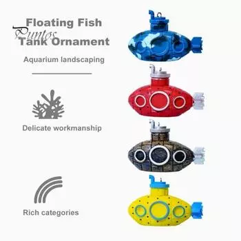 4 шт. украшения для аквариума, плавающие украшения для аквариума, декор для аквариума, мультяшная форма подводной лодки, аксессуар для аквариума 4pcs