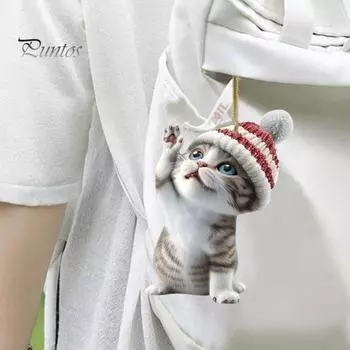 4 шт., украшения для рождественской елки в виде кошки, подвеска для зеркала заднего вида, украшение для салона автомобиля, акриловое подвесное украшение, подарки 4pcs