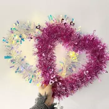 4 шт., украшения ко Дню Святого Валентина, красный венок в форме сердца, подвески на день Святого Валентина, свадебная вечеринка, украшения, настенные венки