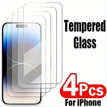 4 шт. ультра прозрачное закаленное стекло для iPhone 7 8 Plus X XS Max XR 11 12 13 14 15 Pro Max 14 15 Plus 12 13 мини-защитная пленка для экрана