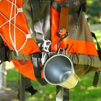 4 шт. уличный крючок из искусственной кожи, противоизносная металлическая вешалка для пуговиц, набор для кемпинга, пешего туризма, пикника, посуда, посуда темный кофе