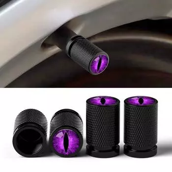 4 шт. универсальные автомобильные колпачки для клапанов, аксессуары, наклейки для грузовиков, внедорожных транспортных средств, колес, шин, клапанов, стержней шин, воздушная крышка, глаза зверя, форма кошачьих глаз, автомобильный стиль фиолетовый