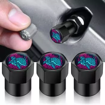 4 шт., универсальные колеса, колпачки для воздушных клапанов, наклейки на ствол автомобиля, морская черепаха, дизайн автомобилей, мотор, автоаксессуары, стайлинг автомобиля, декор, подарок A Style чёрный
