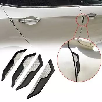 4 шт. универсальные светоотражающие полосы для защиты от царапин на боковых дверях автомобиля, предупреждающие наклейки для защиты автомобиля, аксессуары для внешнего декора автомобиля красный