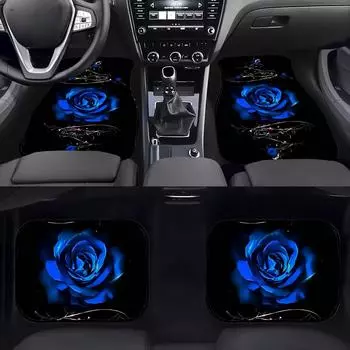 4 шт. универсальных автомобильных коврика с принтом роз, нескользящие коврики для передних и задних сидений, противообрастающие и пыленепроницаемые автомобильные коврики