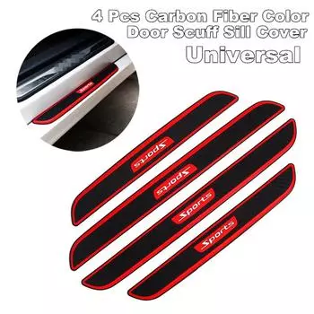 4 шт. Универсальный резиновый протектор порога двери автомобиля цвета карбонового волокна, накладка на панель, защита от царапин, защита углов бампера