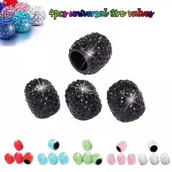 4 шт. универсальный украшенный драгоценностями блестящий горный хрусталь колпак для колес автомобиля утилита чёрный