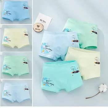 4 шт./упак. нижнее белье для мальчиков, детские боксеры из молочного шелка, милые тренировочные шорты для мальчиков с героями мультфильмов для малышей, размер 3-12 лет M