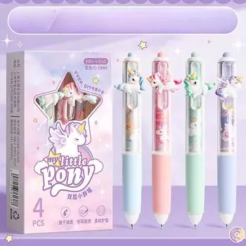 4 шт./упаковка, гелевая ручка Sweet Cartoon Unicorn, креативный дизайн, кавайная гелевая ручка для письма, 0,5 мм, черные чернила, канцелярские принадлежности, гелевая ручка для студентов