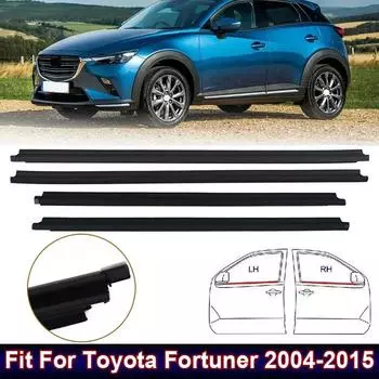 4 шт. уплотнительные полосы для окон и дверей автомобиля, черные водонепроницаемые резиновые уплотнители для стекол, подходят для Toyota Fortuner 2004-2015, автомобильные аксессуары чёрный