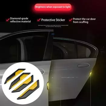 4 шт., устойчивые к царапинам наклейки на автоотражатель, съемные водонепроницаемые защитные наклейки из углеродного волокна, предупреждение синий