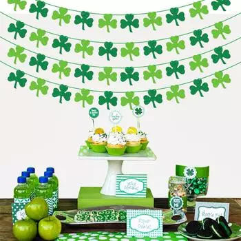4 шт. Венок, венок, баннер, St. Украшение садового баннера ко Дню Святого Патрика One Size зелёный