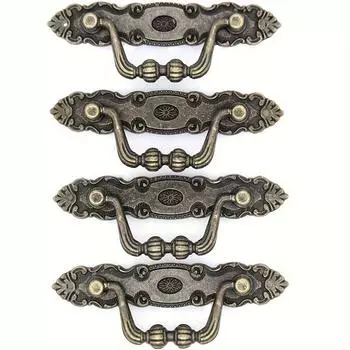 4 шт. Винтажные бронзовые ручки с подъемным кольцом для комода, ручки для туалетного столика, ручки для ящиков из цинкового сплава Art Base 4pcs