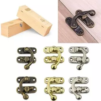 4 шт. Винтажный деревянный замок для ящика, износостойкий чехол, застежка-рычаг, чемодан, засов, крючок, замочная фурнитура gold-left